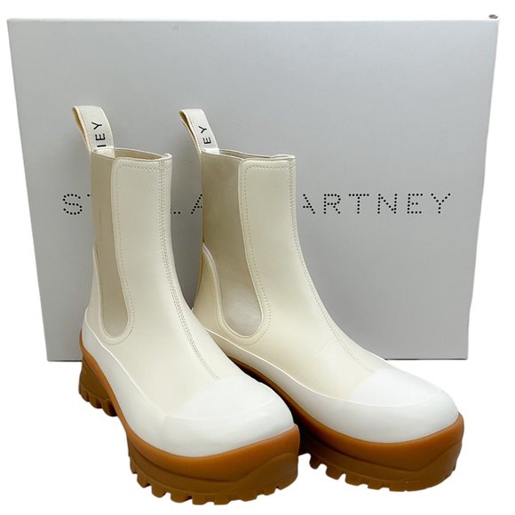 Stella McCartney Cream Vegan Leather Trace Boots - Picture 7 of 8